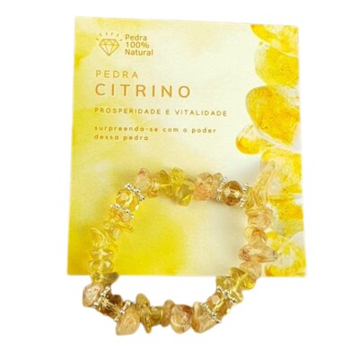 Foto Pulseira Pedra Cascalho - Citrino