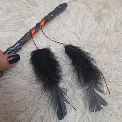 FotoVarinha Mágica Bruxa, Fada, Bruxaria, Com Cristal e Penas ou Serpente.