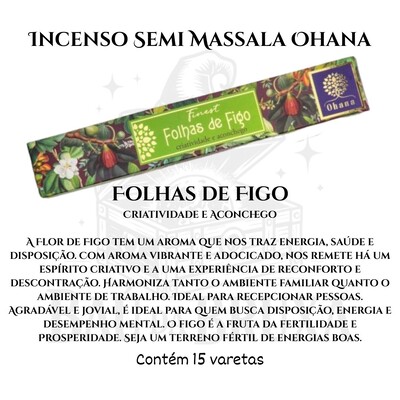 Foto Incenso Ohana Finest Semi Massala com Queima Prolongada e Vegano - Caixa com 15 varetas de Alta Perf
