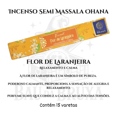 Foto Incenso Ohana Finest Semi Massala com Queima Prolongada e Vegano - Caixa com 15 varetas de Alta Perf