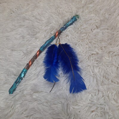 Foto Varinha Mágica Bruxa, Fada, Bruxaria, Com Cristal e Penas ou Serpente.