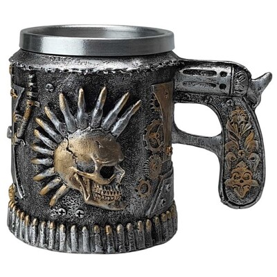 FotoCaneca Caveira Punk Com Revolver