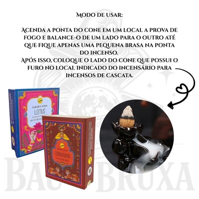 FotoIncenso Cone Cascata Golden India da SreeVani - Aromaterapia, Meditação e Conexão