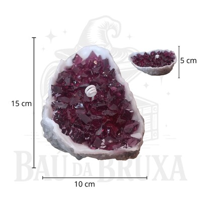 FotoVela Artesanal Drusa de Ametista Aromática Lavanda e Âmbar 200g