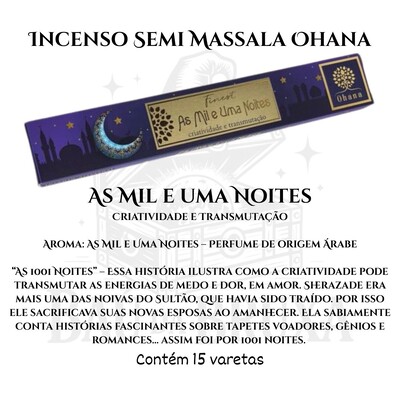 Foto Incenso Ohana Finest Semi Massala com Queima Prolongada e Vegano - Caixa com 15 varetas de Alta Perf