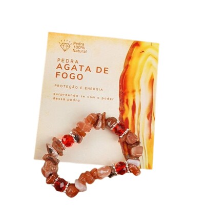 Foto Pulseira Pedra Cascalho - Agata de Fogo