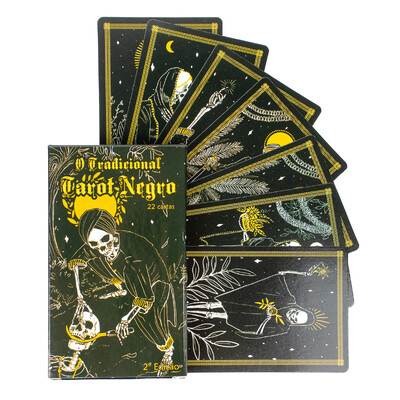 Foto Tradicional Tarot Negro - Arcanos Maiores 22 Cartas Plastificadas