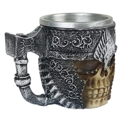 Foto Caneca Crânio Medieval Com Alça De Machado