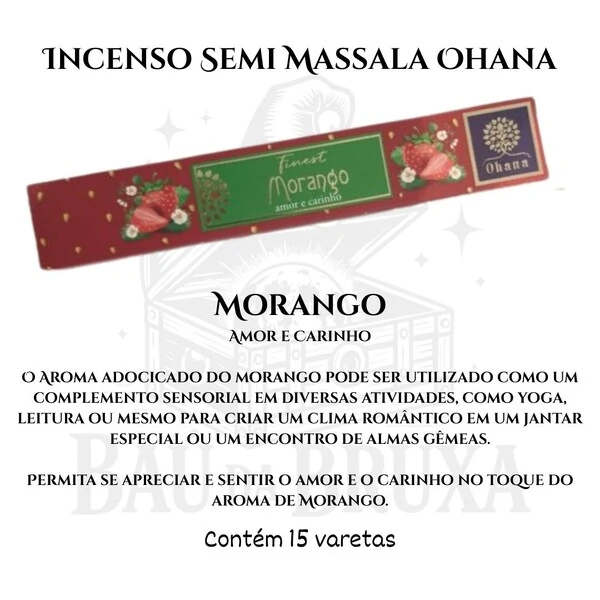 Incenso Ohana Finest Semi Massala com Queima Prolongada e Vegano - Caixa com 15 varetas de Alta Perf