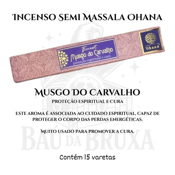 Incenso Ohana Finest Semi Massala com Queima Prolongada e Vegano - Caixa com 15 varetas de Alta Perf