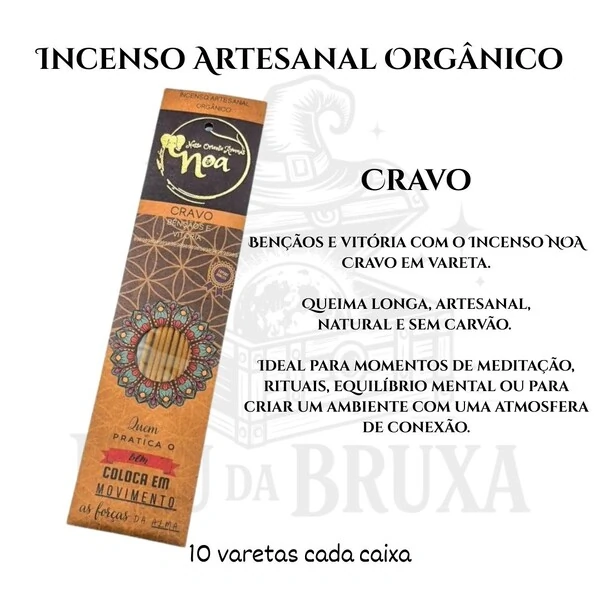 Incenso Artesanal Orgânico NOA - Natural e vegano com óleos essenciais