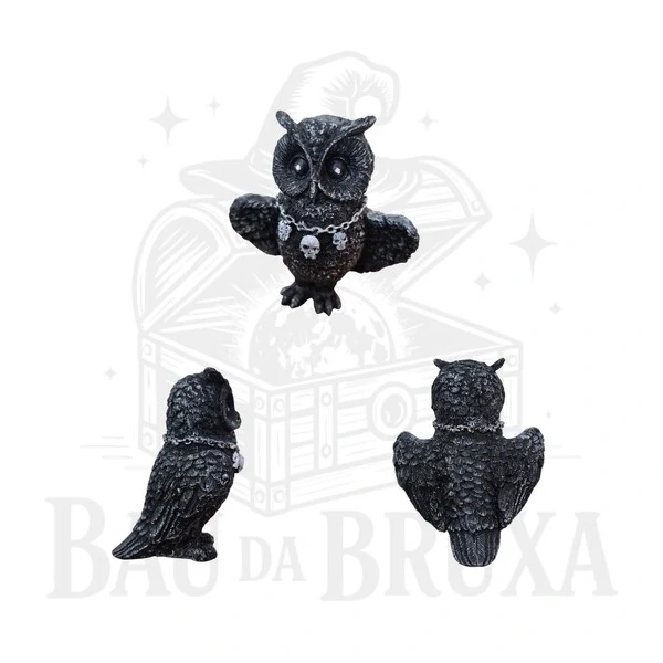 Estatua decorativa de Coruja Wicca de Asas Abertas