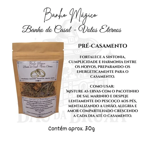 Kit Casamento de Banhos de Ervas Mágicas Naturais