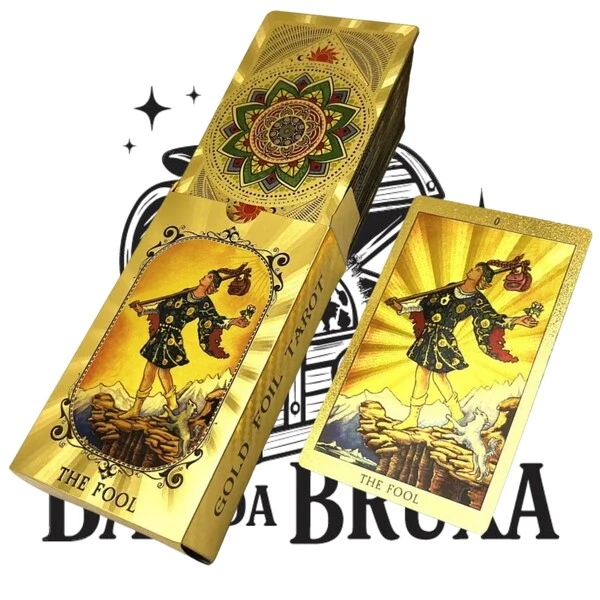 Tarot Raider Waite versão premium Dourada Gold Foil Tarot á prova d'água