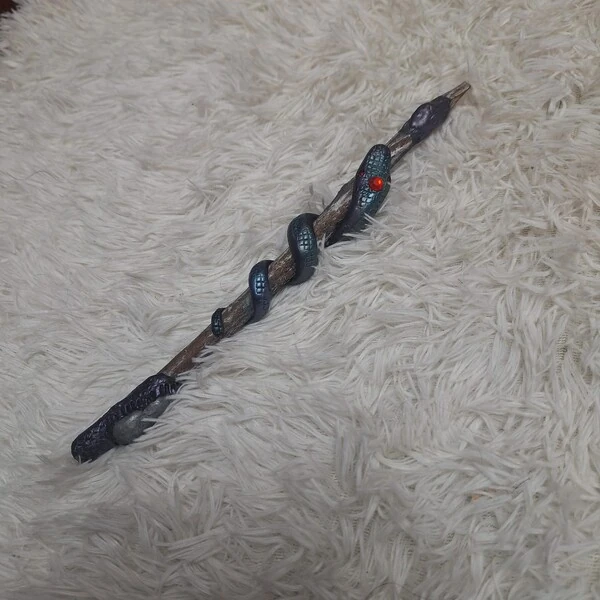 Varinha Mágica Bruxa, Fada, Bruxaria, Com Cristal e Penas ou Serpente.