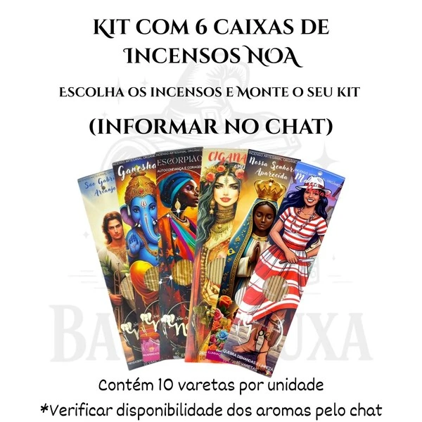 Kit 6 ou 12 caixas de Incensos Artesanais NOA