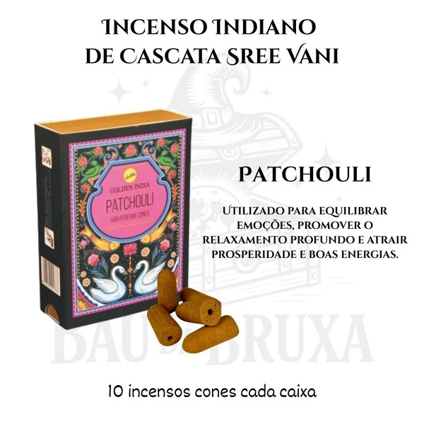 Incenso Cone Cascata Golden India da SreeVani - Aromaterapia, Meditação e Conexão