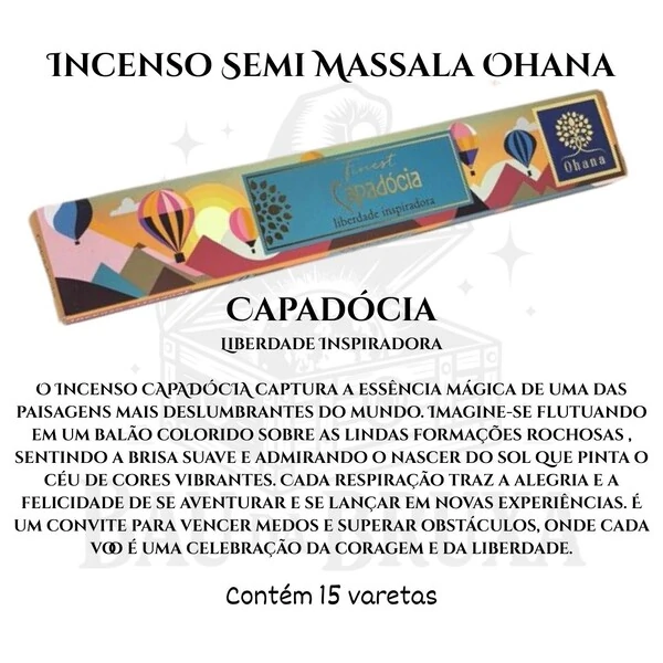 Incenso Ohana Finest Semi Massala com Queima Prolongada e Vegano - Caixa com 15 varetas de Alta Perf