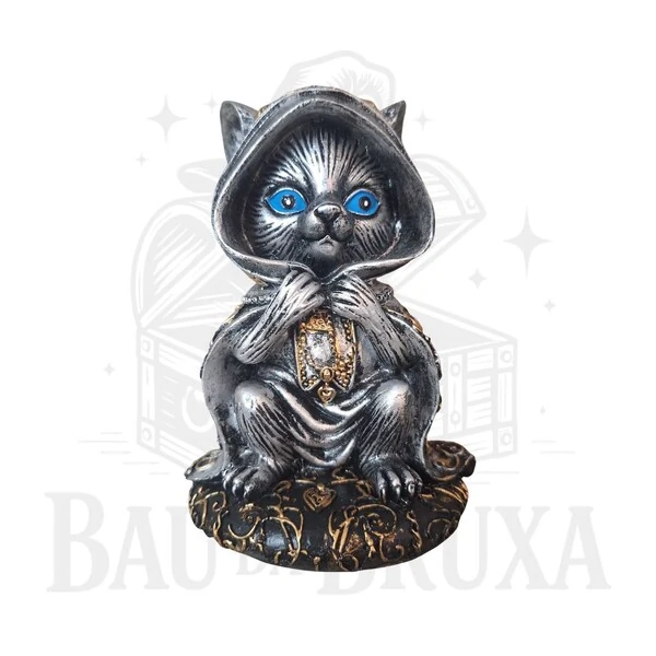 Gato Bruxo segurando a Capa (Wicca)