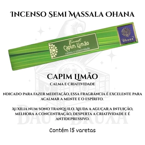 Incenso Ohana Finest Semi Massala com Queima Prolongada e Vegano - Caixa com 15 varetas de Alta Perf