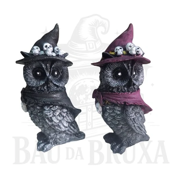 Coruja Wicca com Chapéu de Bruxa e Capa (Coleção Wicca Pet)