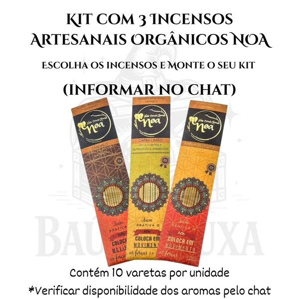 Incenso Artesanal Orgânico NOA - Natural e vegano com óleos essenciais
