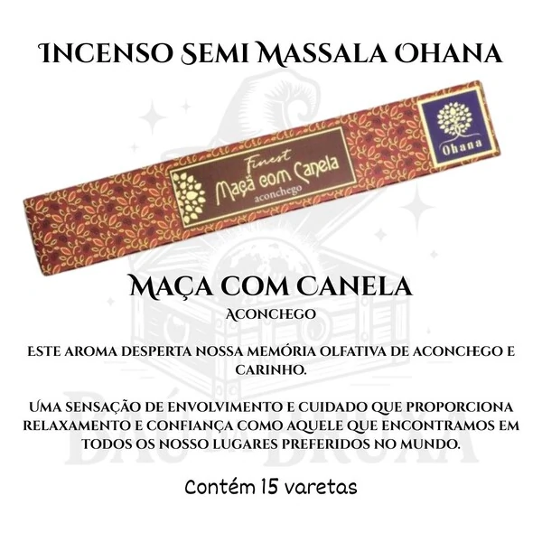 Incenso Ohana Finest Semi Massala com Queima Prolongada e Vegano - Caixa com 15 varetas de Alta Perf