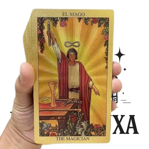 Tarot Raider Waite versão premium Dourada Gold Foil Tarot á prova d'água