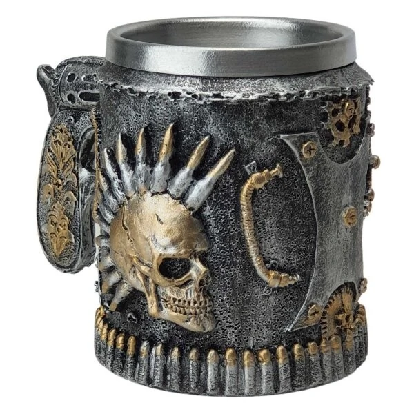 Caneca Caveira Punk Com Revolver