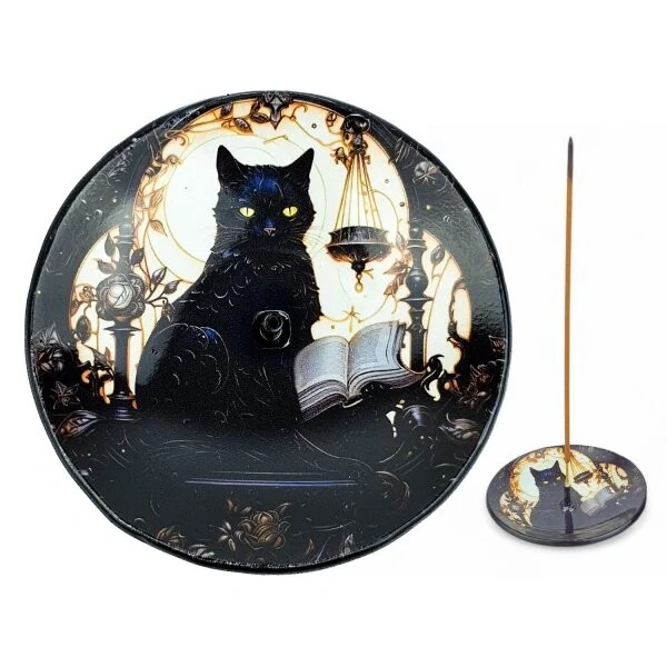 Incensário Gato Preto - Pratinho Vidro