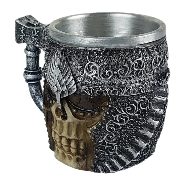 Caneca Crânio Medieval Com Alça De Machado