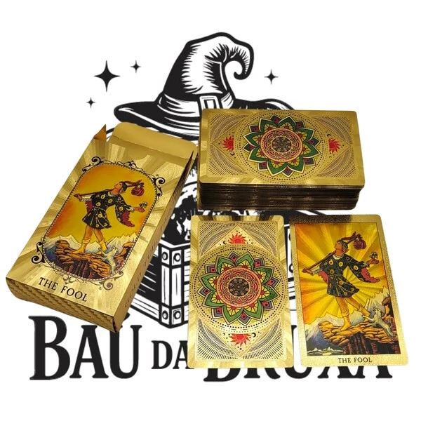 Tarot Raider Waite versão premium Dourada Gold Foil Tarot á prova d'água