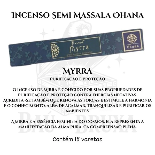 Incenso Ohana Finest Semi Massala com Queima Prolongada e Vegano - Caixa com 15 varetas de Alta Perf