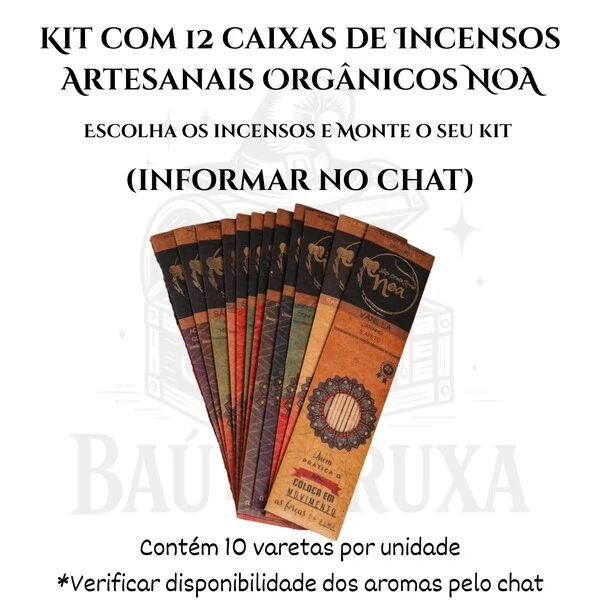 Kit 6 ou 12 caixas de Incenso Artesanal Orgânico NOA - Natural e vegano com óleos essenciais