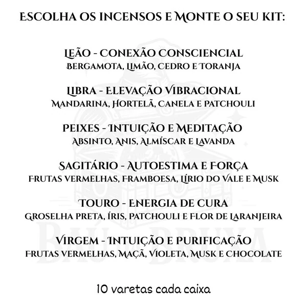 Kit Incensos Orgânicos dos Signos NOA - Verificar disponibilidade dos aromas