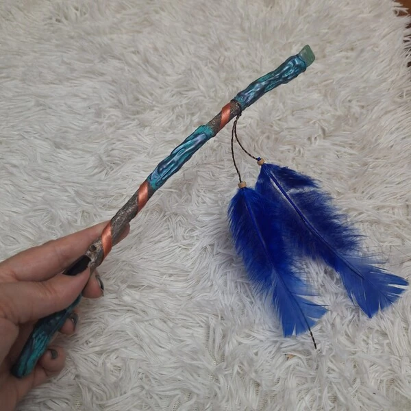 Varinha Mágica Bruxa, Fada, Bruxaria, Com Cristal e Penas ou Serpente.