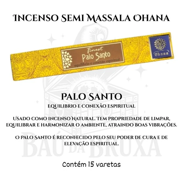Incenso Ohana Finest Semi Massala com Queima Prolongada e Vegano - Caixa com 15 varetas de Alta Perf