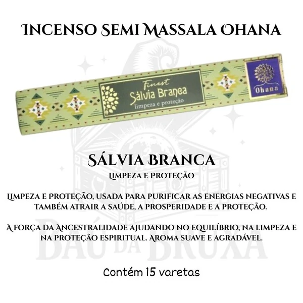 Incenso Ohana Finest Semi Massala com Queima Prolongada e Vegano - Caixa com 15 varetas de Alta Perf