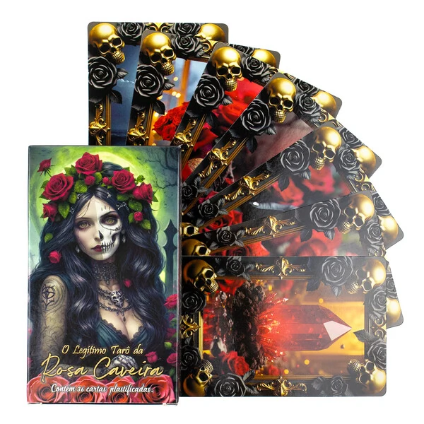 O Legitimo Tarô da Rosa Caveira Completo e Plastificado 36 Cartas