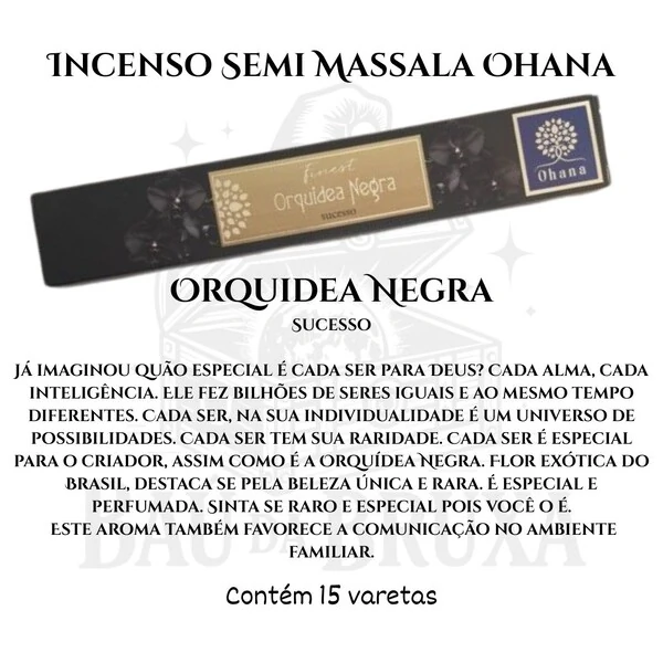 Incenso Ohana Finest Semi Massala com Queima Prolongada e Vegano - Caixa com 15 varetas de Alta Perf