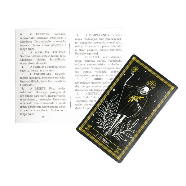 Tradicional Tarot Negro - Arcanos Maiores 22 Cartas Plastificadas