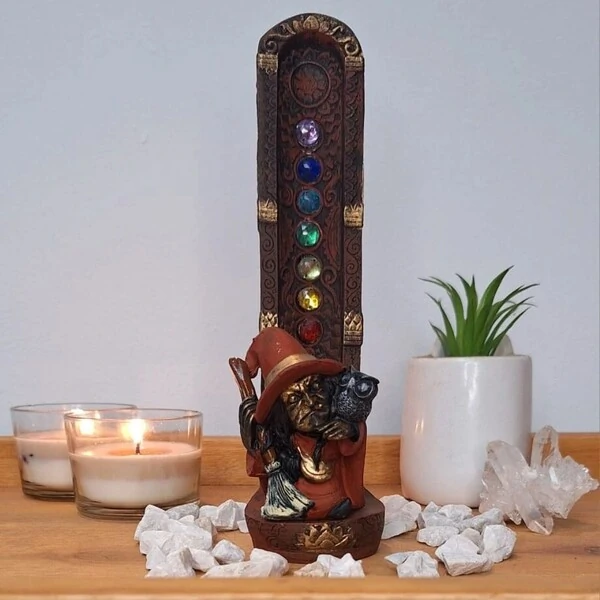 Incensário 7 Chakras Bruxa Com Coruja