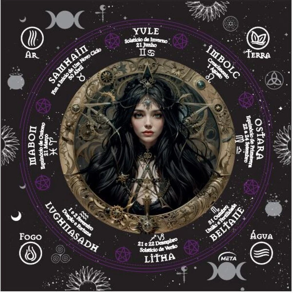Toalha de Altar Bruxa (Wicca)