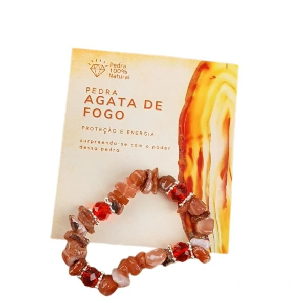 Pulseira Pedra Cascalho - Agata de Fogo
