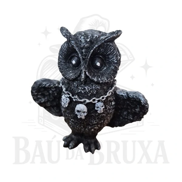 Estatua decorativa de Coruja Wicca de Asas Abertas