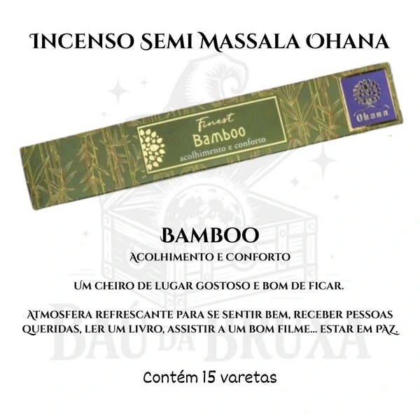 Incenso Ohana Finest Semi Massala com Queima Prolongada e Vegano - Caixa com 15 varetas de Alta Perf