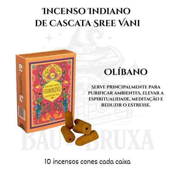 Incenso Cone Cascata Golden India da SreeVani - Aromaterapia, Meditação e Conexão