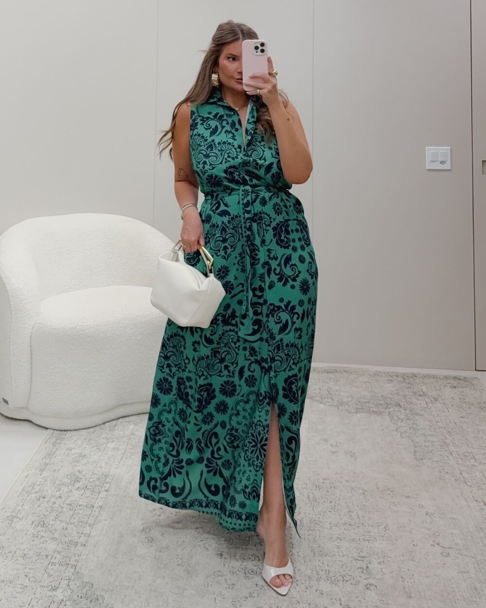 Vestido Chemise Plus Size Estampa Hortênsia