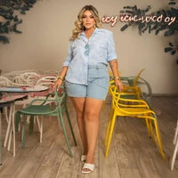 Short Jeans Plus Size Bolso Faca