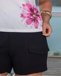Short Plus Size Alfaiataria Bolsos Frontais